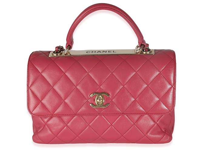 Chanel Pink Quilted Lambskin Medium Trendy CC Top Handle Bag Leather  ref.1319295