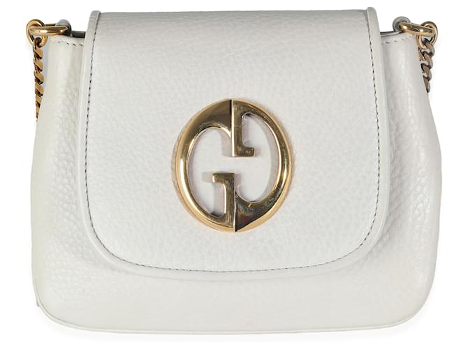 Gucci White Pebbled Calfskin Small 1973 Chain Bag Leather  ref.1319315