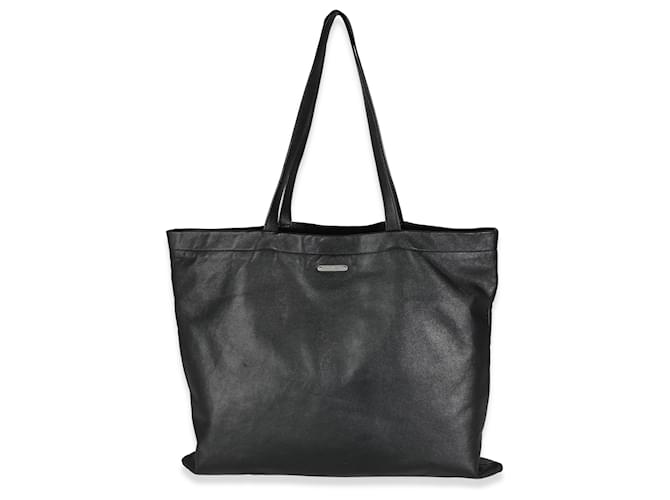Saint Laurent Flache Shopper-Tasche aus schwarzem Kalbsleder   ref.1319323