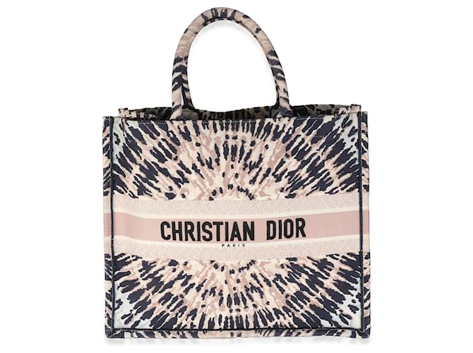 Bolsa grande para livro Christian Dior rosa multicolor tie-dye Azul Lona  ref.1319327