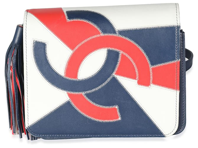 Timeless Chanel Red Blue White Lambskin Patchwork CC Flap Bag Leather  ref.1319331