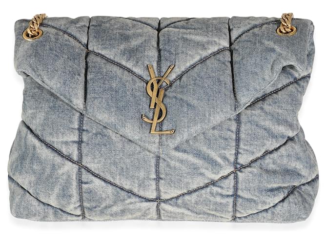 Saint Laurent Blue Denim Medium Puffer Bag Cloth  ref.1319365
