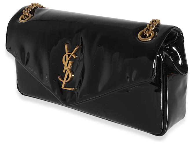 Saint Laurent – Mittelgroße Calypso-Tasche aus schwarzem Lackleder mit Kette   ref.1319369