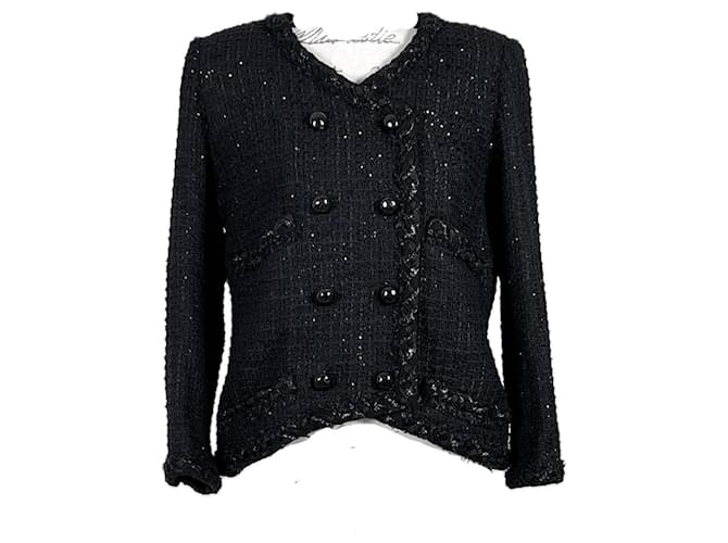 Chanel Chaquetón de tweed Lesage con botones negros.  ref.1319394