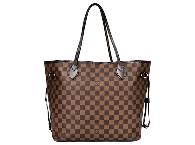 Louis Vuitton Damier Ebene Monogram Neverfull MM Shopper Bag Brown Cloth  ref.1319418