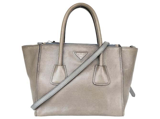 Prada Grey Twin Pocket Leather Bag Cloth  ref.1319426