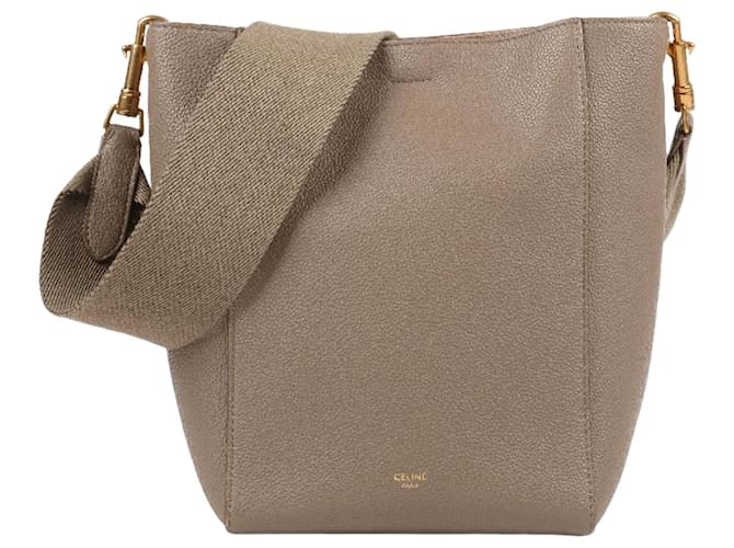 Céline CELINE Small Sangle Bucket Bag in Taupe Beige Leather  ref.1319430