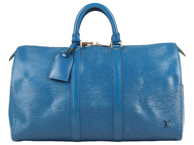 Louis Vuitton Toledo Blue Epi Leather Keepall 45 M42975  ref.1319431