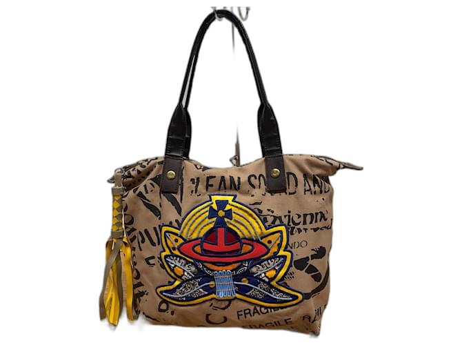 Vivienne Westwood Ethical Africa Brown Canvas Tote Bag Multiple colors Cotton  ref.1319445