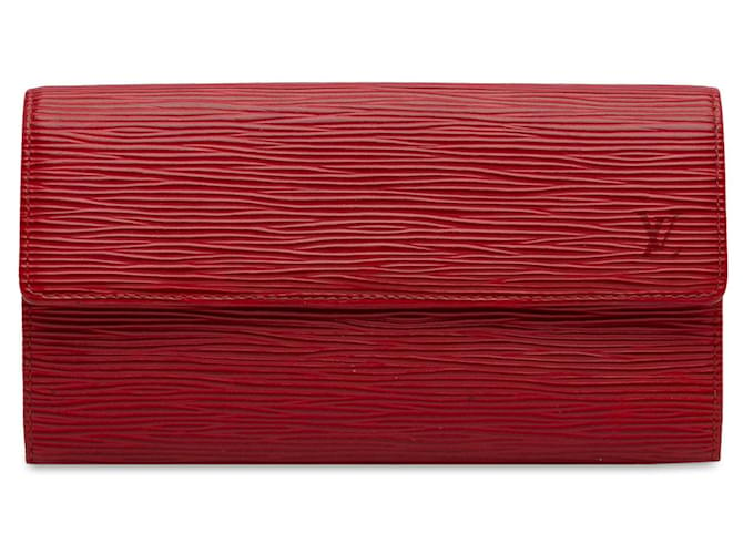 Carteira longa Louis Vuitton Red Epi Sarah Vermelho Couro  ref.1319614