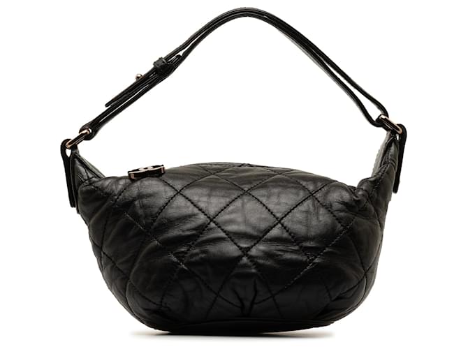 Chanel Black Quilted Lambskin Cloudy Bundle Hobo Leather  ref.1319625