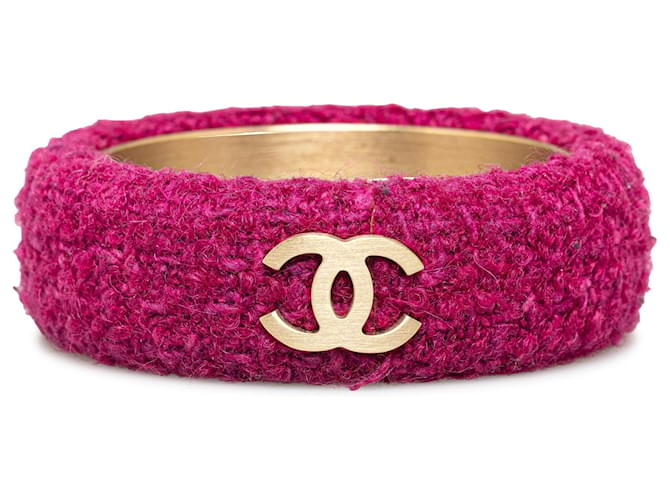 Chanel – Armreif aus rosa CC-Tweed Pink Tuch  ref.1319628