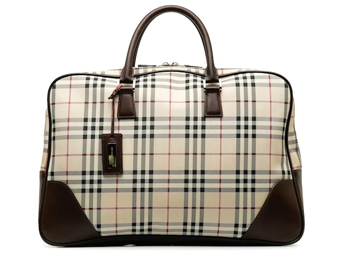 Burberry Brown House Check Business Bag Beige Cloth Cloth  ref.1319636