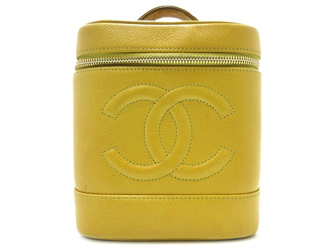 Chanel Yellow CC Caviar Vanity Case Leather  ref.1319653