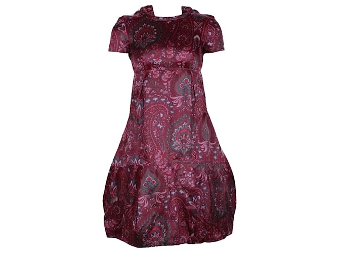 Burberry Paisley Print FW 08 Kleid aus burgunderfarbener Seide  Rot Bordeaux  ref.1319679