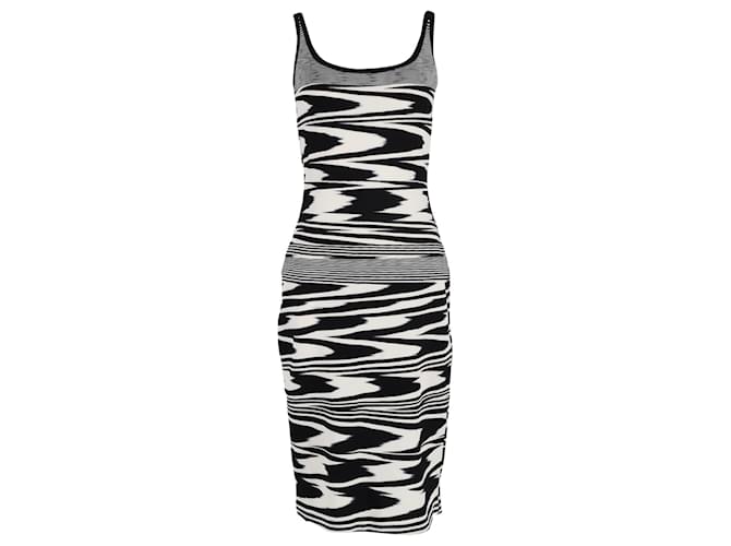 Missoni Stretch Abstract-Pattern Midi Dress In Black Viscose Multiple colors Cellulose fibre  ref.1319683