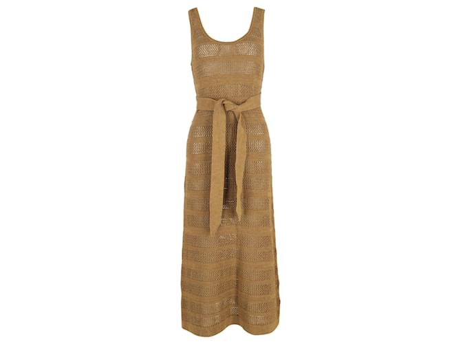 Zimmermann Crocheted Belted Midi Dress in Brown Cotton  ref.1319695
