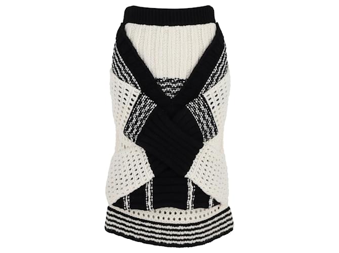 Burberry Crochet Knit Midi Skirt in Cream Wool White  ref.1319697