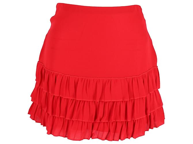 Valentino Garavani Ruffled Mini Skirt in Red Viscose Cellulose fibre  ref.1319719