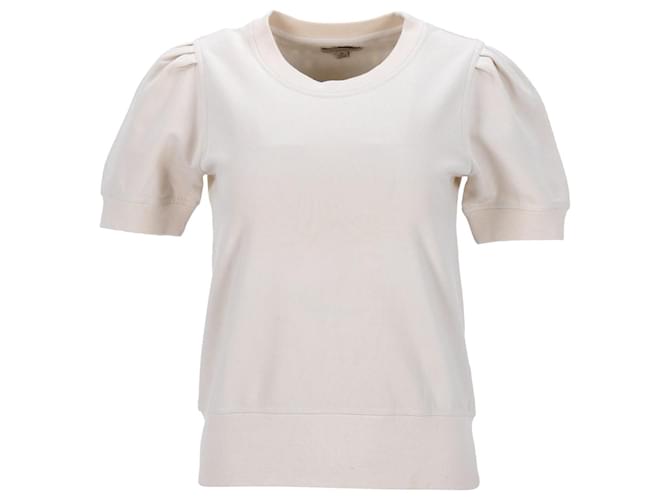 Burberry Puff-Sleeved Top in Cream Cotton White  ref.1319720
