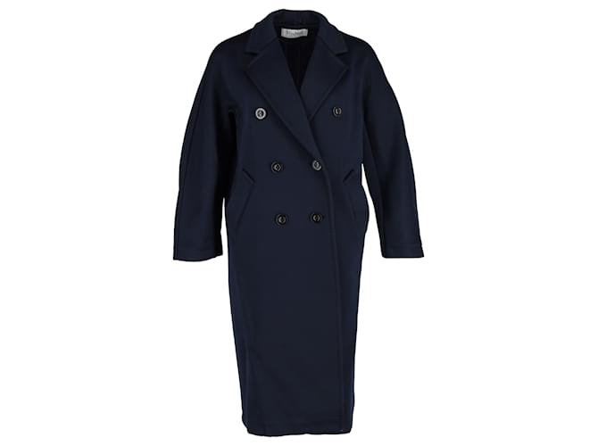 Joseph Double-Breasted Coat in Navy Wool Blue Navy blue  ref.1319733