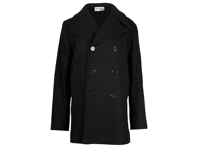 Saint Laurent – Gefütterter Peacoat aus schwarzer Wolle  ref.1319736