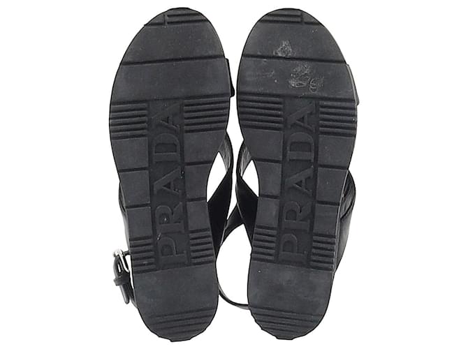 Prada Slingback Wedge Sandals in Black Leather  ref.1319755