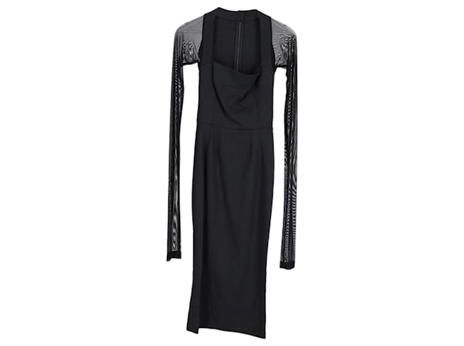 Dolce & Gabbana Vestido ajustado con mangas transparentes en viscosa negra Negro Fibra de celulosa  ref.1319759