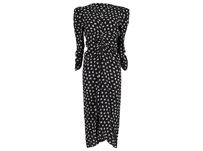 Isabel Marant Albi-Kleid mit Blumenmuster aus schwarzer Seide  ref.1319768