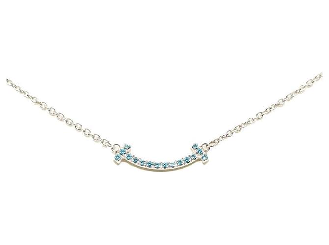 Tiffany & Co 18Collar con colgante de sonrisa en micro T con topacio y oro k Metal  ref.1319784