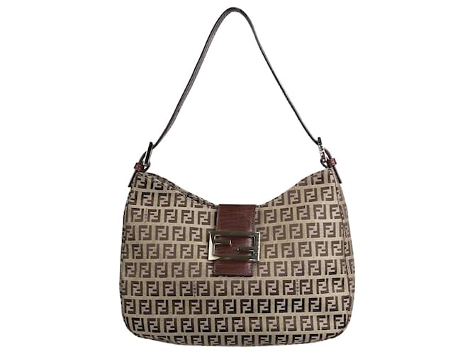 Fendi Brown Zucca shoulder bag Cloth  ref.1319820