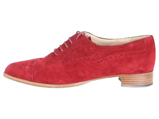 Manolo Blahnik Zapatos brouges de ante rojo - talla UE 37 Roja Suecia  ref.1319822