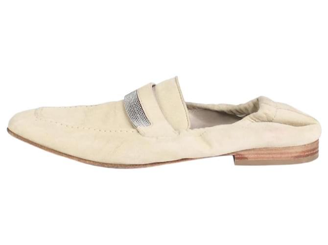 Brunello Cucinelli Neutral suede loafers with elasticcated heel - size EU 36  ref.1319823