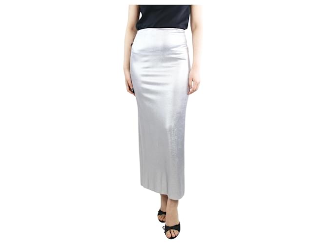 Tom Ford Silver metallic fitted maxi skirt - size M Silvery  ref.1319830