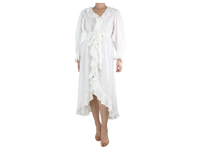 Autre Marque White Nadia belted ruffled midi dress - size M  ref.1319833