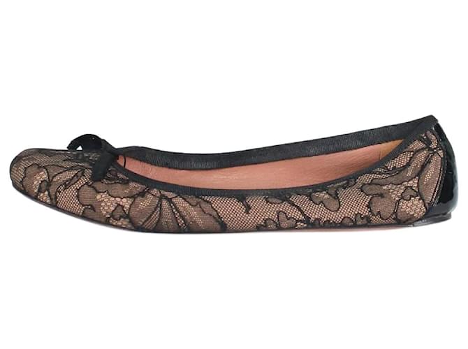 Alaïa Chaussures plates noires en dentelle florale - taille EU 38  ref.1319843