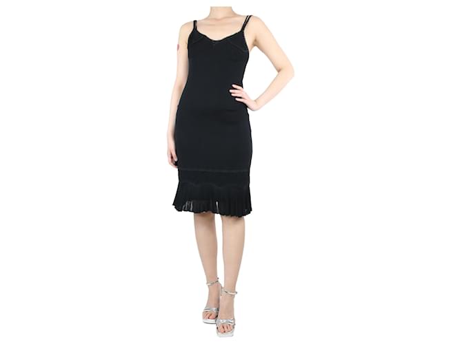 Chanel Vestido midi slip preto sem mangas com acabamento em renda - tamanho Reino Unido 10 Raio  ref.1319851