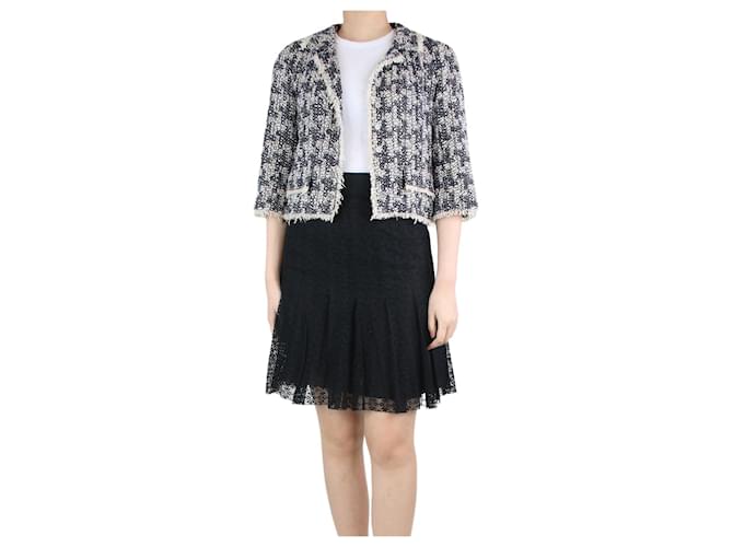 Chanel Black and white tweed jacket - size UK 10 Viscose  ref.1319853