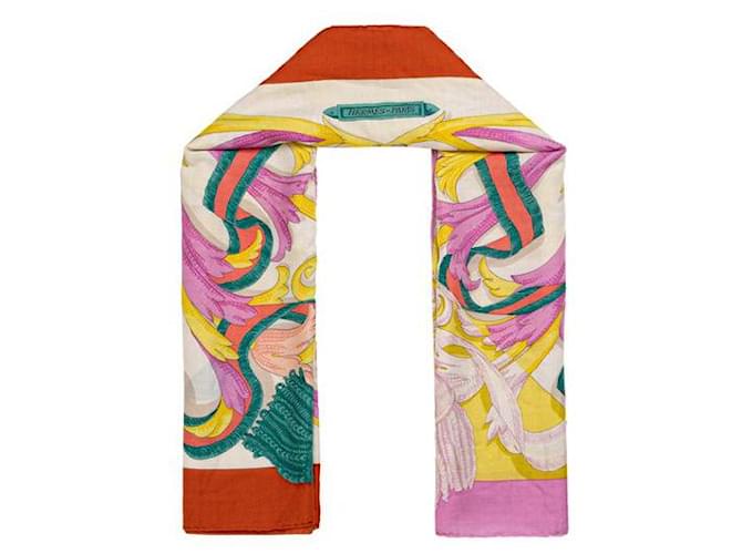 Hermès Écharpe en cachemire à imprimés multiples Soie Multicolore  ref.1319861