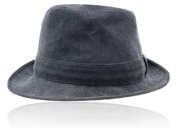 Hermès Fedora-Hut aus Cord Marineblau Baumwolle Acetat  ref.1319866