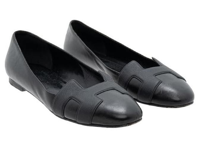 Hermès Leather Nice Ballerinas Black  ref.1319867