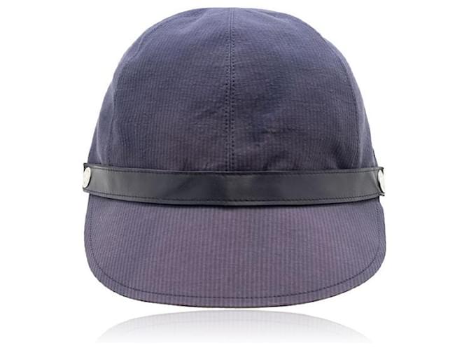 Hermès Hut aus Baumwoll-Seiden-Mischgewebe mit flacher Oberseite Marineblau Baumwolle  ref.1319874