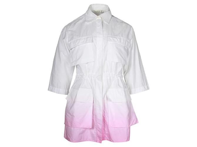 Céline Robe chemise utilitaire ombrée Coton Blanc  ref.1319886