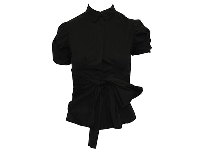 Prada Camicia nera a maniche corte Nero Cotone Elastan Poliammide  ref.1319897