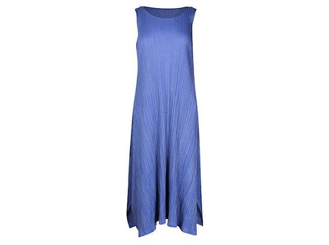 Pleats Please Cornflower Blue Pleated Dress Polyester  ref.1319905