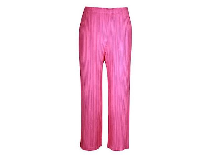 Pleats Please Candy Pink Pleated Pants Polyester  ref.1319909