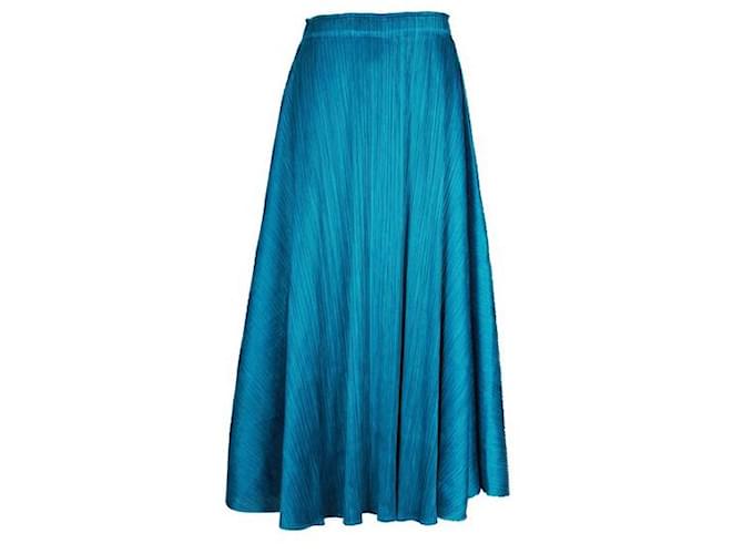 Pleats Please Seal Blue Loose Fit Pleated Skirt Polyester  ref.1319911