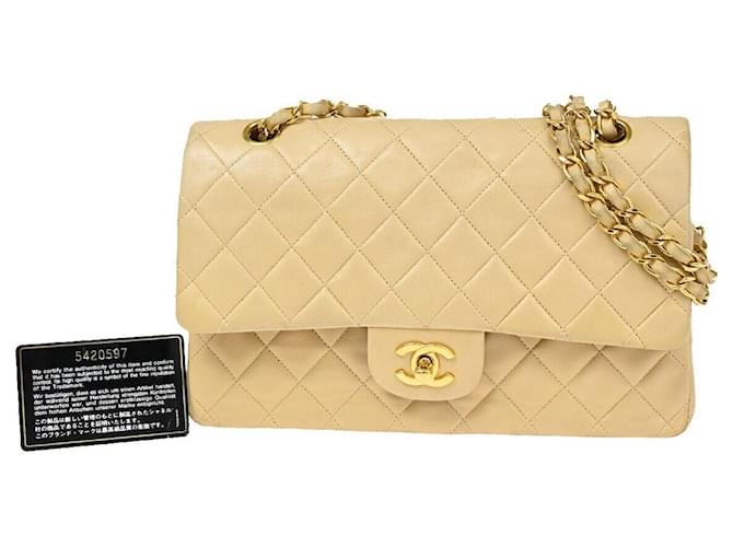 Chanel Timeless Beige Leather  ref.1320005