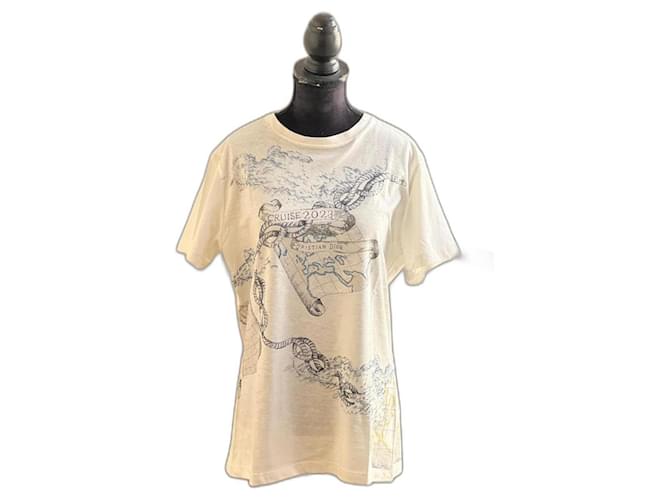 Camiseta Christian Dior desfile cruzeiro 2023 Branco Fora de branco Algodão  ref.1320085