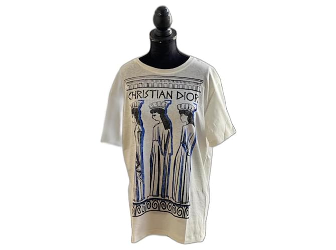 Camiseta Christian Dior de la colección desfile Athens Cruise. Blanco roto Algodón  ref.1320117